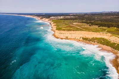 High angle view of beach against sky