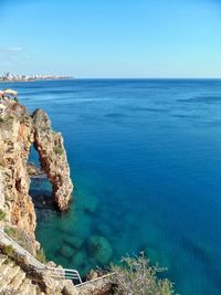 Scenic view of sea against clear sky