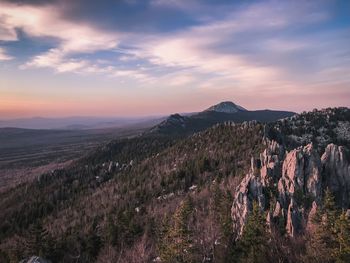 Panoramic view of landscape against sky during sunset