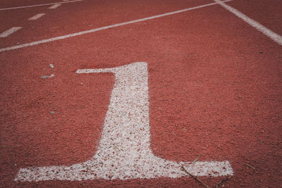 High angle view of running track