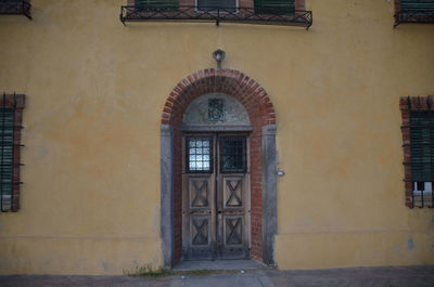 Closed door of old building