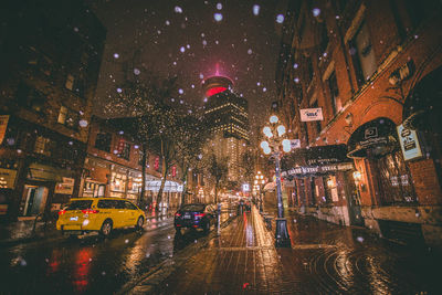 Cars moving on road at night