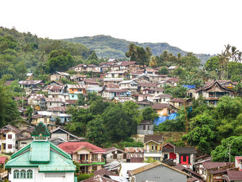 High angle view of townscape against sky