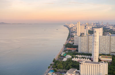 High angle view of buildings in city