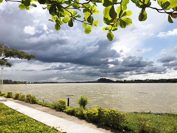 Scenic view of lake against sky