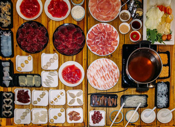 Directly above shot of food on table