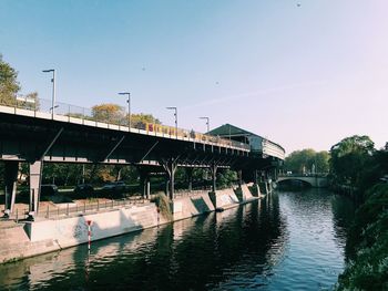 Bridge over river against clear sky