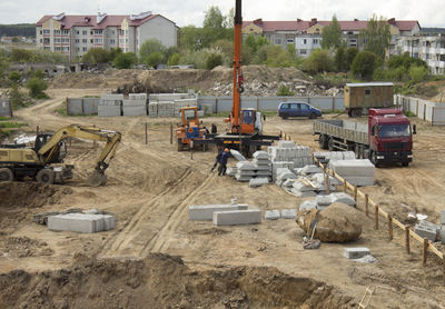 High angle view of construction site