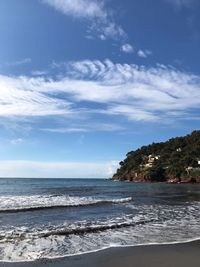 Scenic view of beach against sky