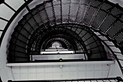 High angle view of spiral staircase in building