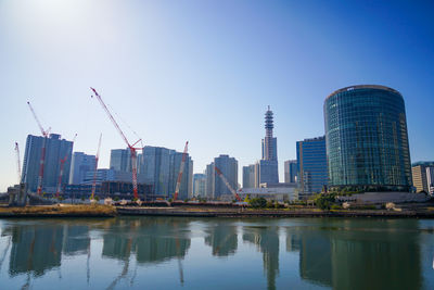 Modern buildings in water