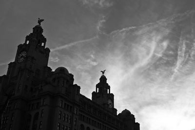 Low angle view of built structures against sky