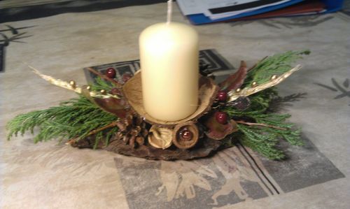 Burning candles in kitchen
