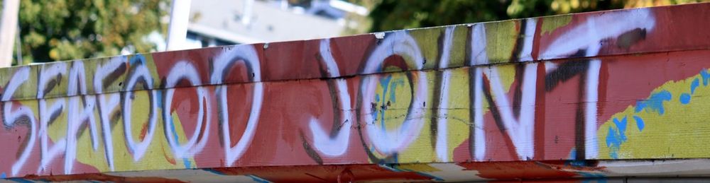 Close-up of graffiti on wall