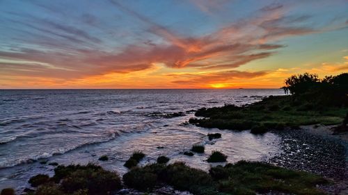 Sunset over the water