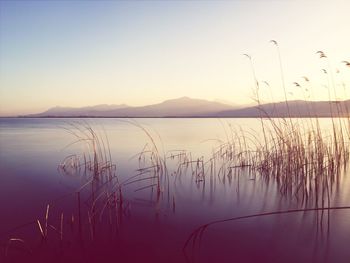 Scenic view of mountains at sunset