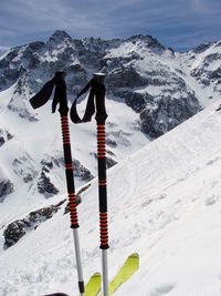 Winter ski tour on a snowy mountain in the alps