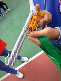 High angle view of person holding umbrella