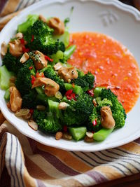 High angle view of meal served in plate