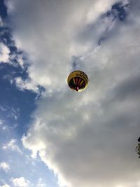 Low angle view of hot air balloon against sky