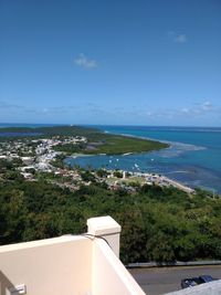 High angle view of sea against sky