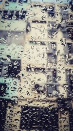 Full frame shot of water drops on glass