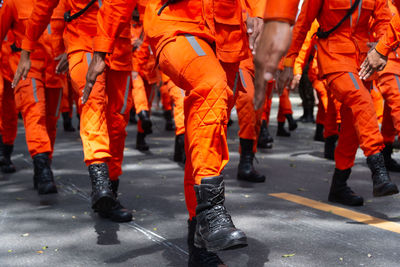 Firefighting battalion is seen parading during brazilian independence day. salvador, bahia.