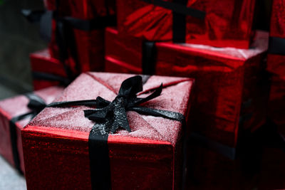 Close-up of christmas decorations on table