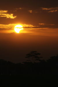 Silhouette landscape against sky during sunset