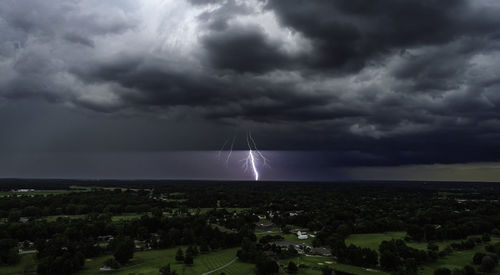 Scenic view of storm clouds over city