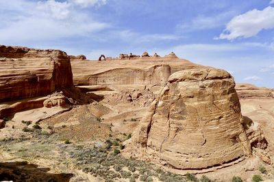 Scenic view of rock formations against sky