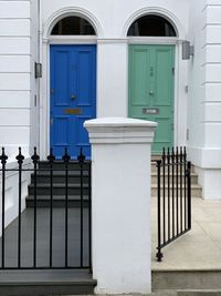 Closed door of building