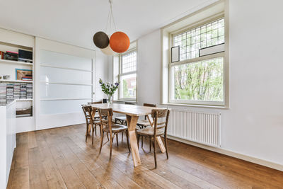 Empty chairs and table at home