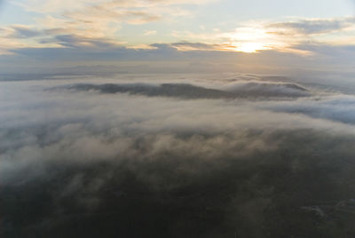 Aerial view of clouds during sunset