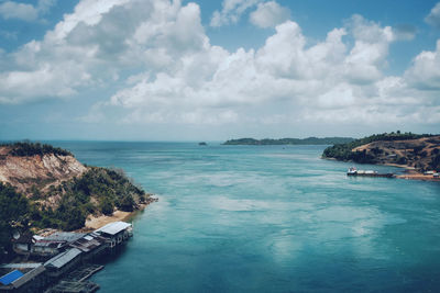 Panoramic view of sea against cloudy sky