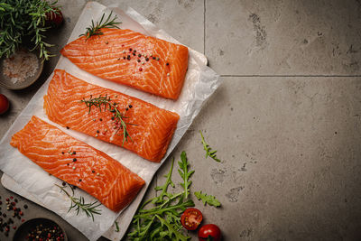 High angle view of food on table