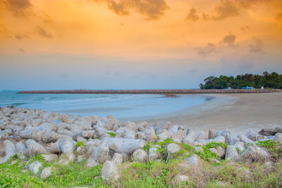 Scenic view of sea against sky during sunset