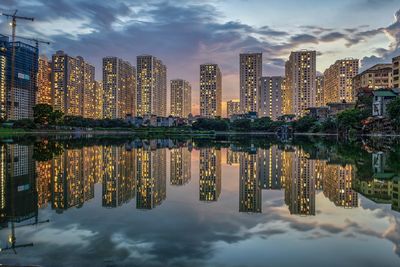 Reflection of buildings in water