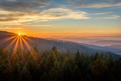 Scenic view of landscape against sky during sunset