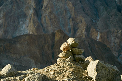 Stack of stones on rock