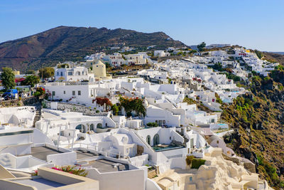 High angle view of buildings in town