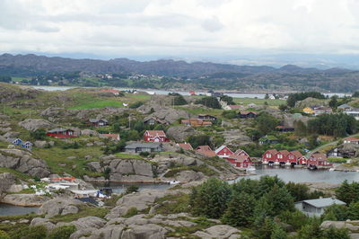 High angle view of residential district