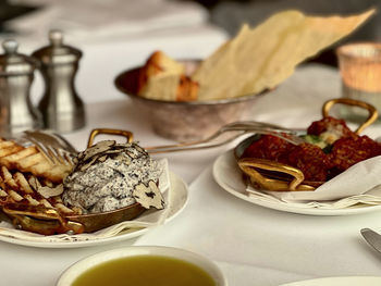 High angle view of food on table