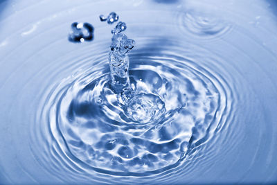 Close-up of drop falling in water