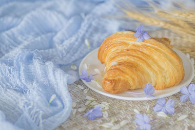 High angle view of bread on plate