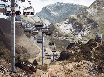 View of overhead cable car over landscape