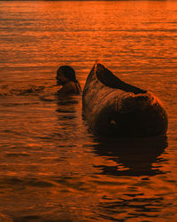 View of duck swimming in sea