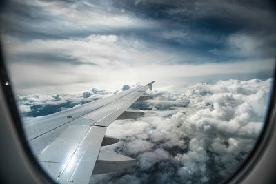 Cloudscape seen through airplane window