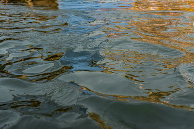 Close up of a flowing water of river ganga at varanasi.