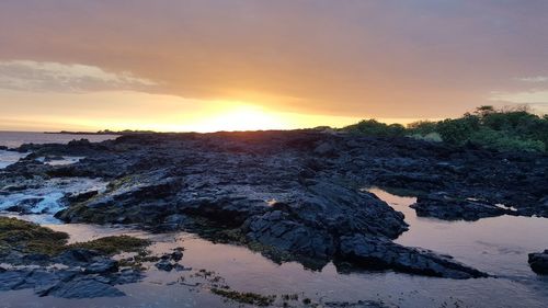 Scenic view of sea at sunset